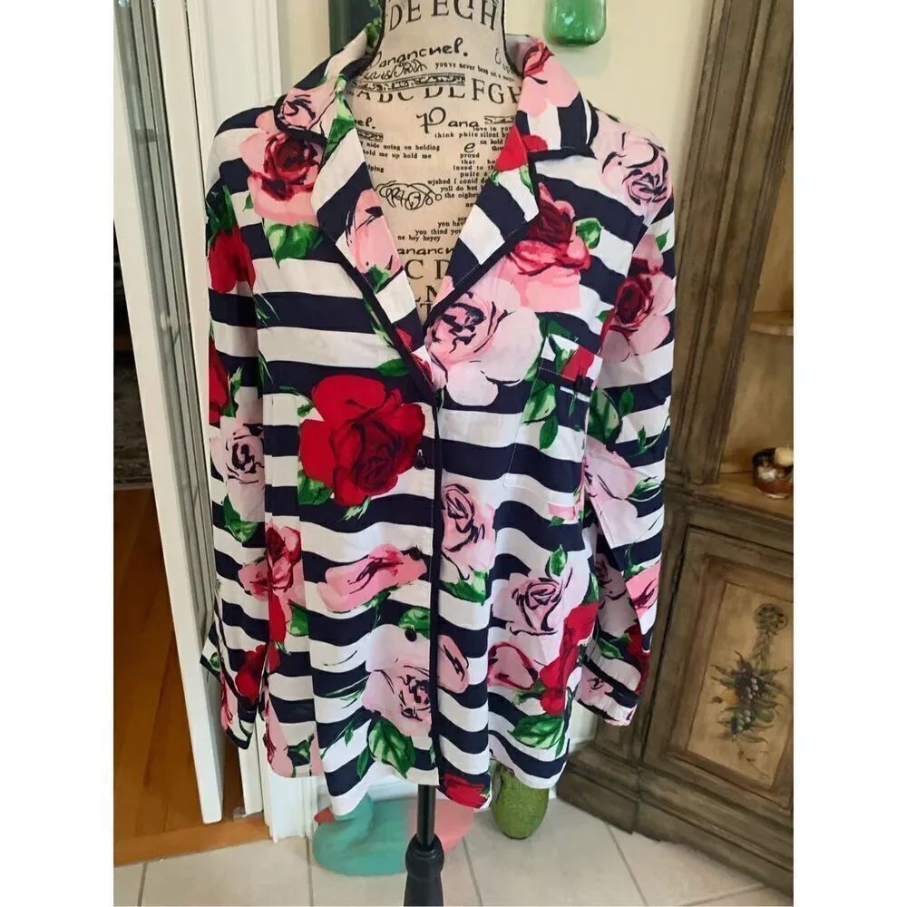 Kate Spade Floral Striped PJ Top